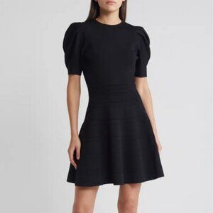 Ted Baker Navy Velvey Puff Sleeve Dress